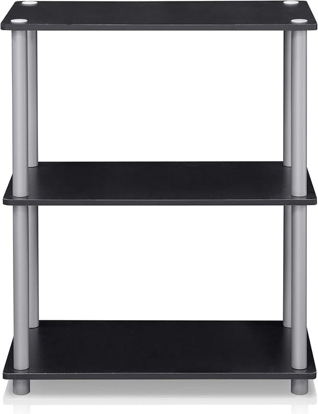 Furinno Turn-N-Tube Display Rack, 3-Tier Single, Black/Grey - LeafyLoom