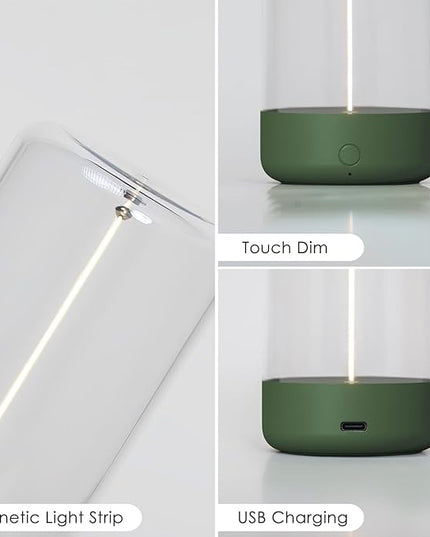 Mini Minimalist Table Lamp Cordless LED Desk Lamp Rechargeable Modern Night Lights Portable Nightstand Lamps Unique Ambient Light Mood Lighting for Bedroom, Beside, Nursery - LeafyLoom