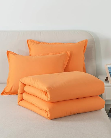 Full Size Burnt Orange Comforter Set, Solid Terracotta Down Alternative Soft Boho Bedding Comforter Set, Breathable Fluffy Microfiber Rust Comforter for All Seasons with Pillowcases - LeafyLoom