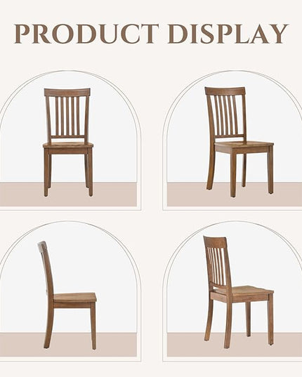 COLAMY Wooden Dining Chairs Set of 2, Spindle High Back Windsor Kitchen Side Chair, Farmhouse Dining Chairs for Kitchen and Dining Room, Light Brown - LeafyLoom