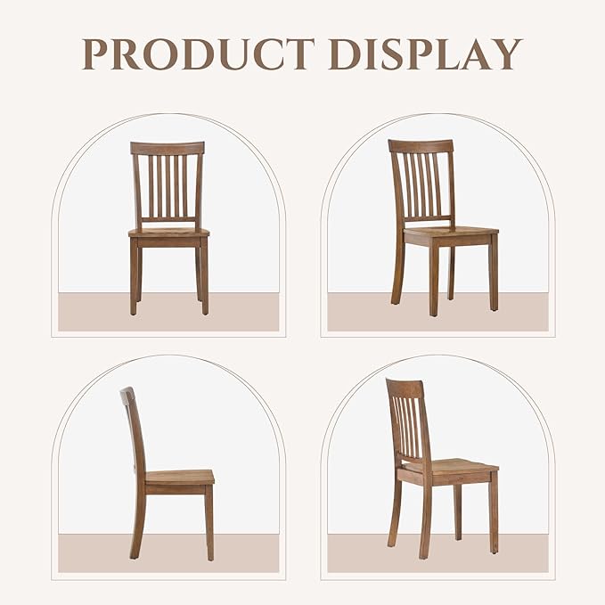COLAMY Wooden Dining Chairs Set of 2, Spindle High Back Windsor Kitchen Side Chair, Farmhouse Dining Chairs for Kitchen and Dining Room, Light Brown - LeafyLoom