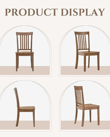 COLAMY Wooden Dining Chairs Set of 4, Spindle High Back Windsor Kitchen Side Chair, Farmhouse Dining Chairs for Kitchen and Dining Room, Light Brown - LeafyLoom