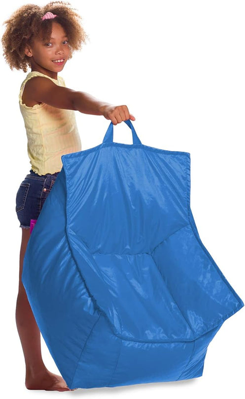 Posh Creations Bean Bag Chair Structured Comfy Seat Use for Gaming, Reading and Watching TV, Newport, Royal Blue - LeafyLoom