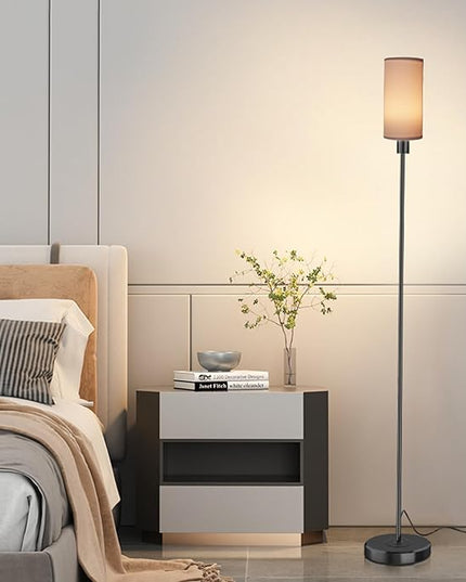 Floor Lamp for Living Room with 3 Color Temperature LED Bulb, Modern Standing Lamp with Remote Control, 68" Tall Pole Floor Lamp for Office, Bedroom, Reading (Bulb Included) - LeafyLoom
