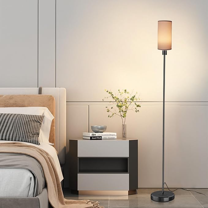 Floor Lamp for Living Room with 3 Color Temperature LED Bulb, Modern Standing Lamp with Remote Control, 68" Tall Pole Floor Lamp for Office, Bedroom, Reading (Bulb Included) - LeafyLoom