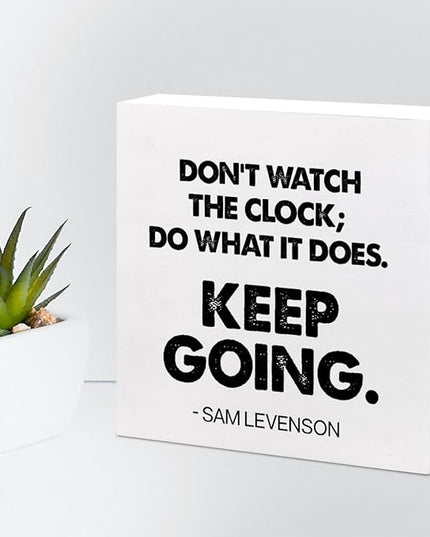 Keep Going Wood Box Signs,Inspirational Quote Wood Plaque Sign Desk Decor,Rustic Motivational Wooden Block Sign Decor for Home Office Shelf Desk Table Decoration C1069 - LeafyLoom