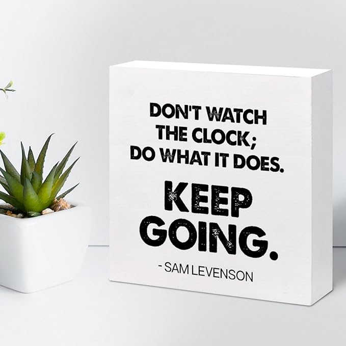 Keep Going Wood Box Signs,Inspirational Quote Wood Plaque Sign Desk Decor,Rustic Motivational Wooden Block Sign Decor for Home Office Shelf Desk Table Decoration C1069 - LeafyLoom