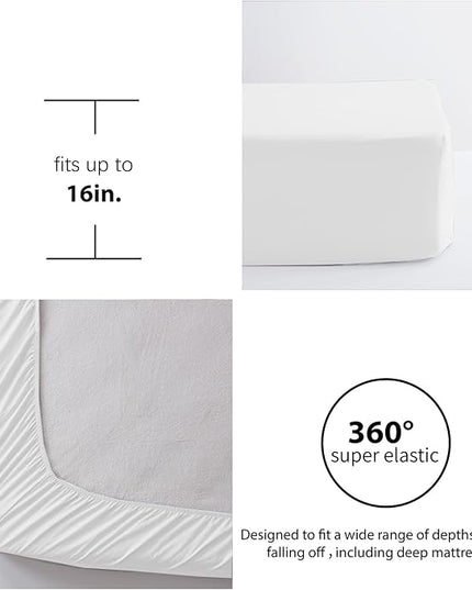 Anluoer King Bed in a Bag 7 Pieces,White Tufted Comforter Set with comforters and sheets, All Season Bedding Sets with 1 Comforter, 2 PillowShams, 2 Pillowcases, 1 Flat Sheet, 1 Fitted Sheet - LeafyLoom