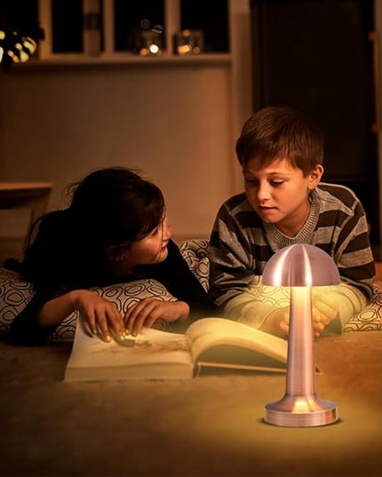 Portable LED Table Lamp, 3-Levels Brightness Metal Desk Lamp, 3 Color Touch Control Rechargeable Lamp, Night Light, Bedside Lamp,Dining Room Lamp (Rose Gold) - LeafyLoom