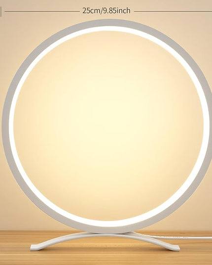 Desk Lamp,Metal Circle Ring Table Lamps Bedside Lamp for Nightstand, Modern Minimalist Lamps/Led Warm Light for Bedroom/Living Room,10 Inch - LeafyLoom