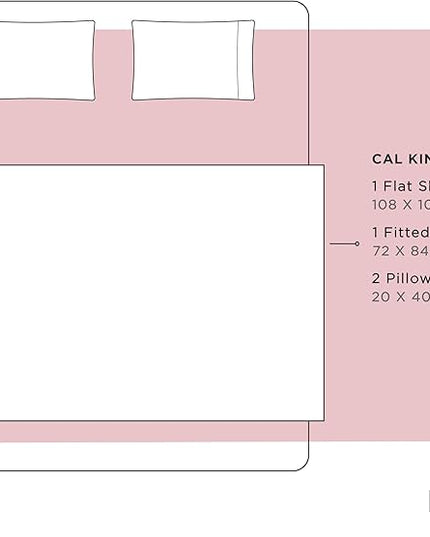 100% Cotton Percale Sheets California King Size, English Rose, Deep Pocket, 4 Pieces Sheet Set - 1 Flat, 1 Deep Pocket Fitted Sheet and 2 Pillowcases, Crisp Cool and Strong Bed Linen - LeafyLoom