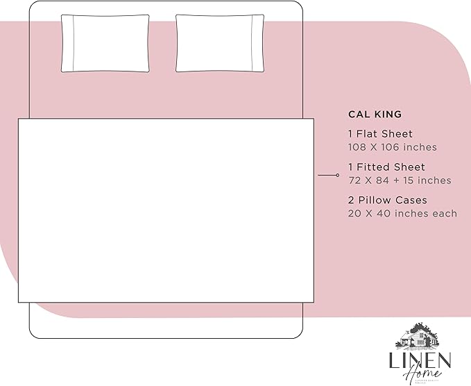 100% Cotton Percale Sheets California King Size, English Rose, Deep Pocket, 4 Pieces Sheet Set - 1 Flat, 1 Deep Pocket Fitted Sheet and 2 Pillowcases, Crisp Cool and Strong Bed Linen - LeafyLoom