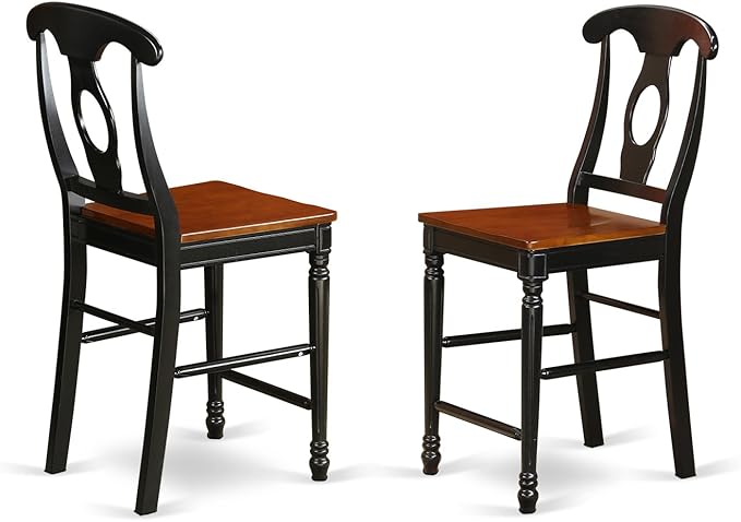 East West Furniture SUKE3H-BCH-W Sudbury 3 Piece Counter Height Set Contains a Round Wooden Table with Dropleaf & Shelves and 2 Kitchen Dining Chairs, 42x42 Inch - LeafyLoom