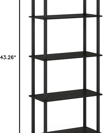 Furinno Turn-N-Tube 4-Tier Multipurpose Shelf Display Rack, Classic Tubes, Columbia Walnut/Black - LeafyLoom
