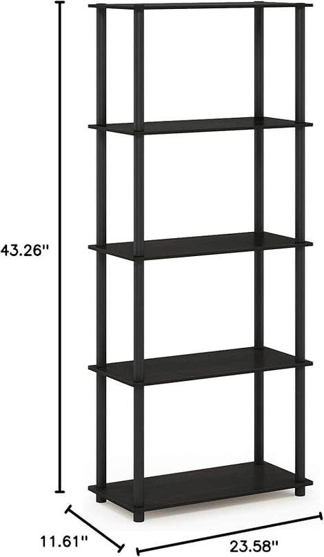Furinno Turn-N-Tube 4-Tier Multipurpose Shelf Display Rack, Classic Tubes, Columbia Walnut/Black - LeafyLoom