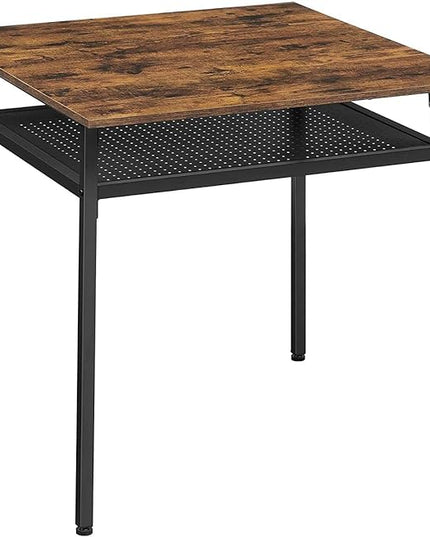 VASAGLE Dining Table, Square Office Desk with Storage Compartment, Industrial, 31.5 x 31.5 x 30.7 Inches,Brown - LeafyLoom