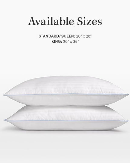 eLuxurySupply 4-Pack Premium Bed Pillows - Medium Density and Medium Loft Ideal for Back and Side Sleepers - 100% Cotton Casing - 20"X36" King Size - LeafyLoom