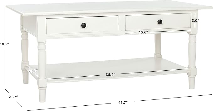 Safavieh American Homes Collection Boris Distressed Cream Coffee Table - LeafyLoom