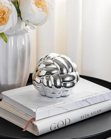Silver Knot Decor, Coffee Table Books Decor, Shelf Decor, Decor for Decorative Books, Book Shelf Decor, Modern Minimalist Home Decor (4x3inc) - LeafyLoom