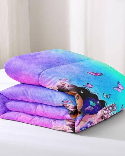 Black Girl Comforter Set Queen,Black Girl Magic Bedding Set,You are Beautifu Lady Bed Bedroom Set,African American Girl Inspirational Quotes Comforter Set - LeafyLoom