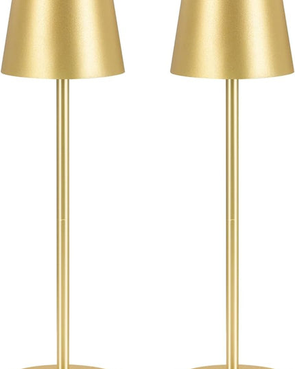 Cordless Table Lamps USB Rechargeable Simplicity Desk Lamp Built-in 4600 mAh Battery LED Battery Operated lamp with Touch Control Table lamp - Bedroom/Desk/Reading/Patio(2Pcs-Gold) - LeafyLoom