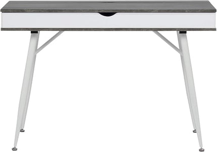 Calico Designs 51252 Alcove Modern Large Split Drawer in White/Cement Gray Desk with Storage, White/Cement Gray, White/Cement Gray - LeafyLoom
