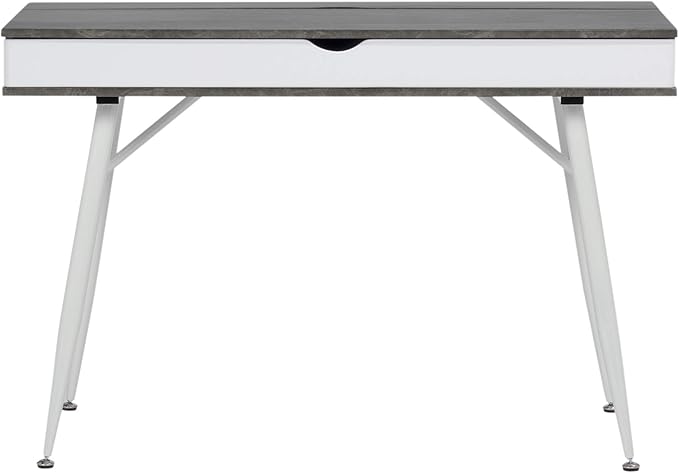 Calico Designs 51252 Alcove Modern Large Split Drawer in White/Cement Gray Desk with Storage, White/Cement Gray, White/Cement Gray - LeafyLoom