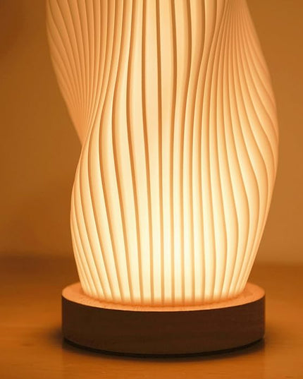 Bedside Lamps for Bedroom Nightstand Lamp,Vintage Style Striped Small Night Light Lamp,Gold Mini Modern Lamp with Woodbase,Gold Mini Table Lamp LED Lights for Living Room,Dorm,Kids Room,Office - LeafyLoom