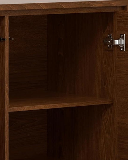 SIMPLIHOME Lowry 39 Inch Wide Modern Industrial Medium Storage Cabinet in SOLID WALNUT WOOD, For the Living Room, Entryway and Family Room - LeafyLoom