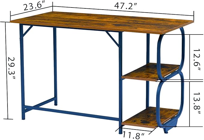 Newest Simple Open Shelf for Bedroom Living Room, 47.2Inch Home Office Computer Desk with Storage Shelves, Study Writing Table for Small Spaces, Caramel Wood Grain - LeafyLoom