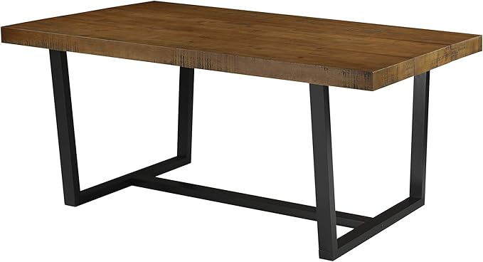 Walker Edison Andre Modern Solid Wood Dining Table, 72 Inch, Rustic Oak - LeafyLoom
