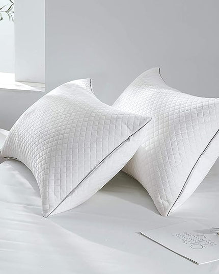 Soft Pillows for Sleeping - Hotel Collection Velvet Bed Pillows with Adjustable Filling, Full Size Pillows 2 Pack for Side, Back and Stomach Sleepers, Standard 20"x26" - LeafyLoom
