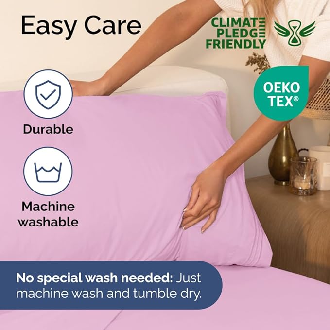 Full Size 4 Piece Sheet Set - Comfy Breathable & Cooling Sheets - Hotel Luxury Bed Sheets for Women & Men - Deep Pockets, Easy-Fit, Soft & Wrinkle Free Sheets - Light Pink Oeko-Tex Bed Sheet Set - LeafyLoom