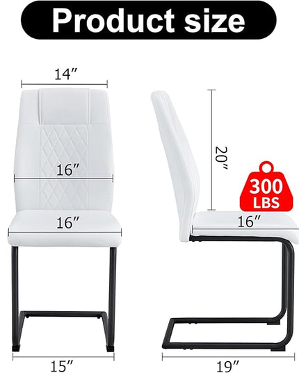 NicBex Dining Chairs Set of 6 Modern Faux Leather High Back Dining Room Kitchen Chairs with Black Metal Legs,Side Chairs for Dining Room, Kitchen,Living Room, and Restaurants,White - LeafyLoom