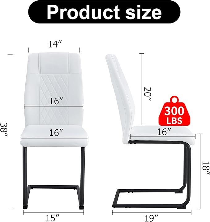NicBex Dining Chairs Set of 6 Modern Faux Leather High Back Dining Room Kitchen Chairs with Black Metal Legs,Side Chairs for Dining Room, Kitchen,Living Room, and Restaurants,White - LeafyLoom