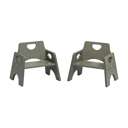 ECR4Kids Stackable Wooden Toddler Chair, 6in, Kids Furniture, Grey Wash, 2-Pack - LeafyLoom