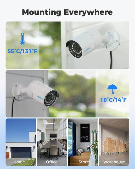 REOLINK 16CH 5MP Home Security Camera System, 8pcs Wired Outdoor PoE IP Cameras with Person/Vehicle/Pet Detection, 8MP 16CH NVR with 4TB HDD for 24-7 Recording, RLK16-410B8-5MP REOLINK