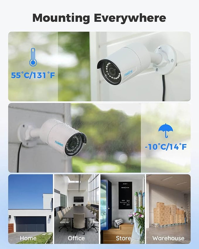 REOLINK 16CH 5MP Home Security Camera System, 8pcs Wired Outdoor PoE IP Cameras with Person/Vehicle/Pet Detection, 8MP 16CH NVR with 4TB HDD for 24-7 Recording, RLK16-410B8-5MP REOLINK