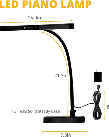 Piano Light for Grand/Upright & Digital Pianos, Piano Lamp with 3 Color Modes for Stand Pianos, Adjustable Height and Direction, Auto-Off Timer, Music Stand Light, Desk Lamp, Table Light - LeafyLoom