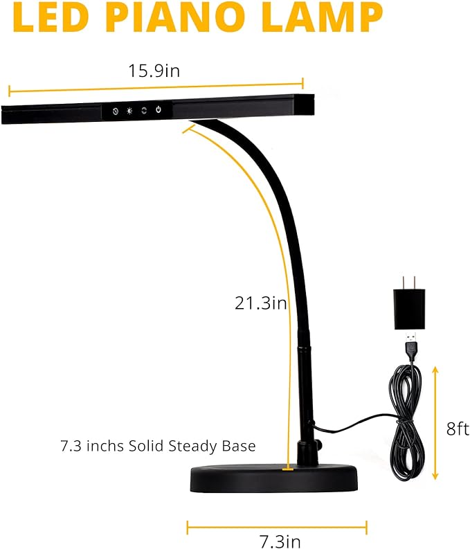Piano Light for Grand/Upright & Digital Pianos, Piano Lamp with 3 Color Modes for Stand Pianos, Adjustable Height and Direction, Auto-Off Timer, Music Stand Light, Desk Lamp, Table Light - LeafyLoom