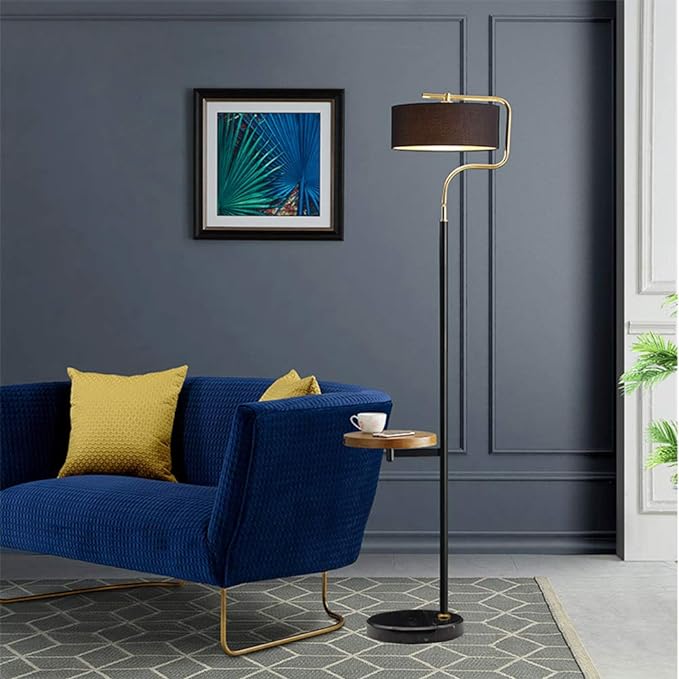 Hsyile KU300244 with USB Charging Ports Modern Reading Contemporary Modern Creative Floor Lamp for Living Room Bedroom Office - E26 Bulb Included - with a Table - LeafyLoom
