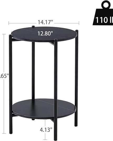 NicBex Coffee Table Wooden Coffee Table with Storage Round Center Tables with Open Bottom Shelf End Table for Living Room, Dining Room, Office, and Bedroom,14.17" W, Black - LeafyLoom