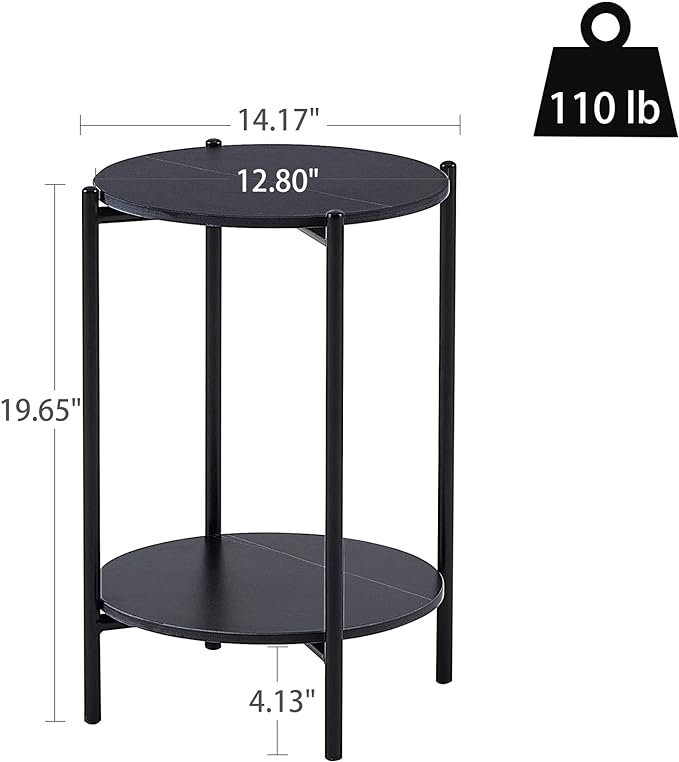 NicBex Coffee Table Wooden Coffee Table with Storage Round Center Tables with Open Bottom Shelf End Table for Living Room, Dining Room, Office, and Bedroom,14.17" W, Black - LeafyLoom