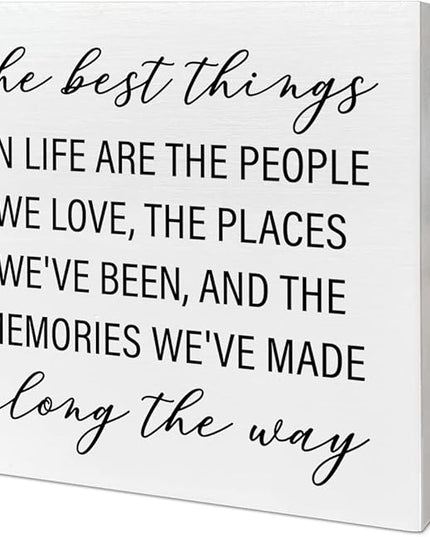 Home Office Desk Wooden Box Sign Decor, The Best Things in Life Are The People We Love, Inspirational Quotes Desk Decor Motivational Desk Decorations for Women Men Student Office Classroom School - LeafyLoom