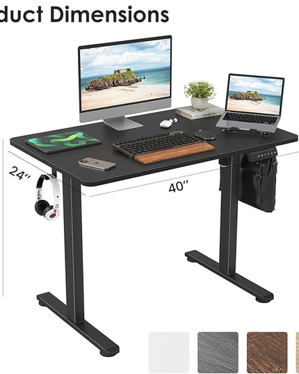 STARY Electric Memory Preset 40 x 24 Inches Adjustable Height Computer Workstation Sit Stand Home Office Desk with Splice Board, 4024, Black Desktop/Black Frame - LeafyLoom