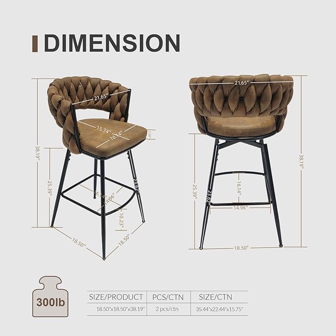 NicBex Haerin-SD-00363-LWJ Dining Chairs, 18.1"x18.1"x35.8", Brown - LeafyLoom