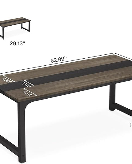 63 Inch Large Executive Office Desk, Simple Computer Workstation with 31.5 inch Extra Wide Desktop for Home Office - LeafyLoom