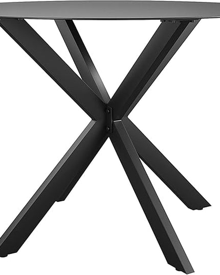CosmoLiving by Cosmopolitan 88289BGYE Circi Collection Dining Table with Glass Top, Charcoal - LeafyLoom