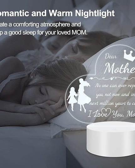 Mom Gift from Daughter Son, Unique Birthday Thanksgiving Christmas Gifts for Mom, Personalized Engraved Acrylic Night Light Mom Gift, Mothers Day Gift Ideas - LeafyLoom