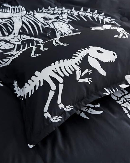 ADASMILE A & S Dinosaur Comforter Set Twin Size for Boys Kids 6 Piece Dinosaur Bedding Twin Bed in A Bag Comforter Set with Sheets Dinosaur Bed Set Bone Dinosaur Sheets Bone Dinosaur Comforter Sets - LeafyLoom